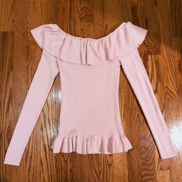 Bebe Blush Ruffle Off Shoulder Top - Picture 3 of 10